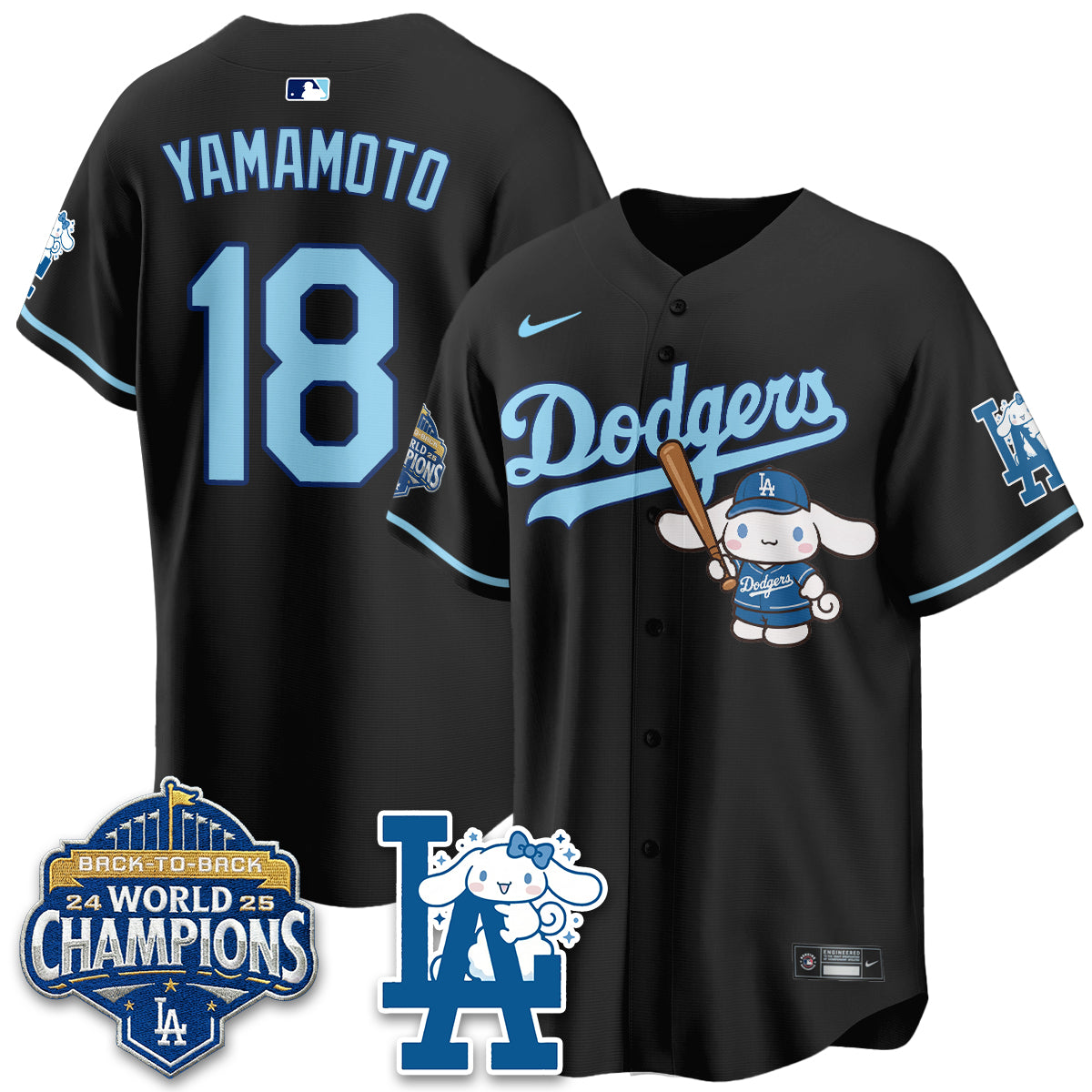 Los Angeles Dodgers Cinnamoroll Edition Vapor Jersey - Stitched