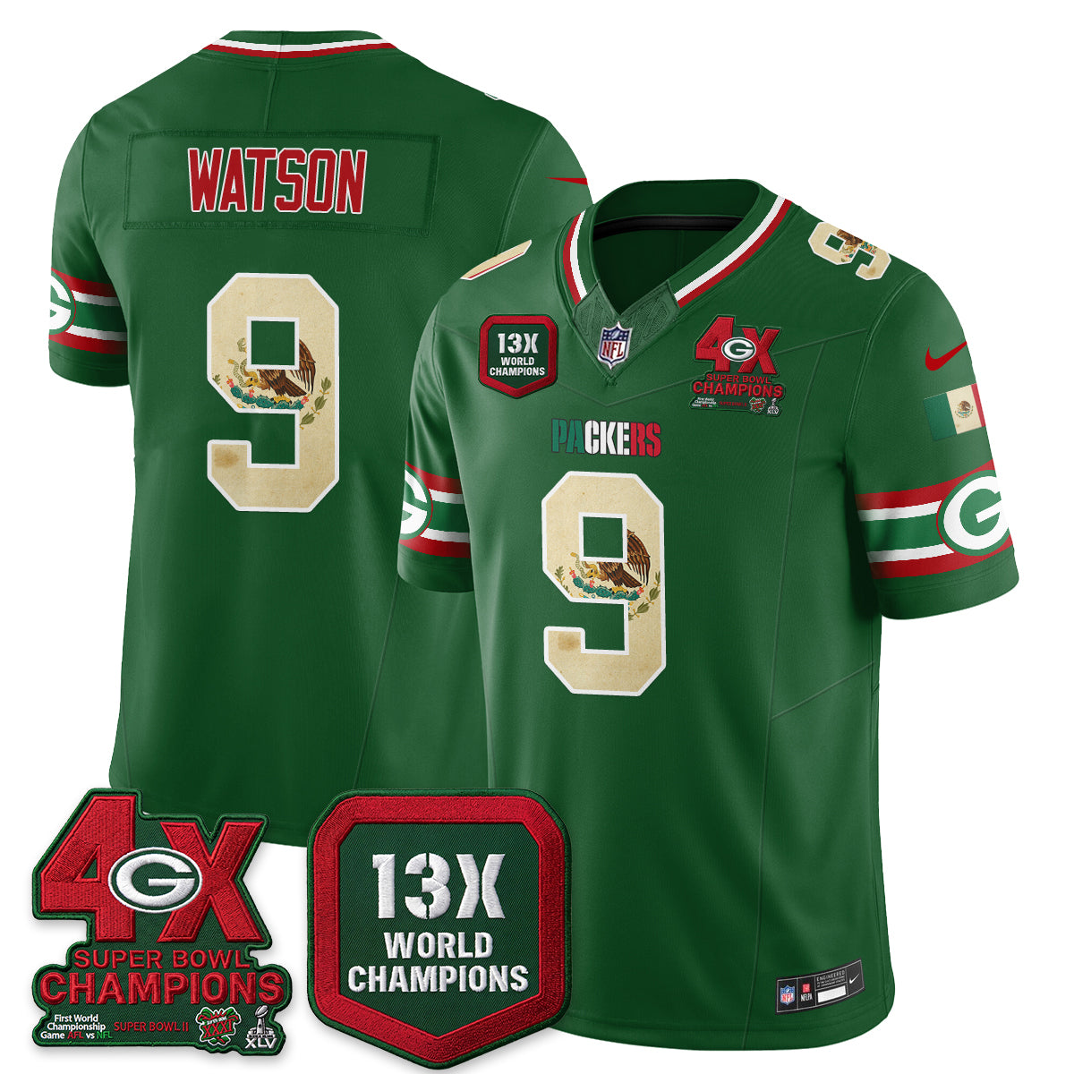 Green Bay Packers Mexico Edition Vapor Jersey - Stitched