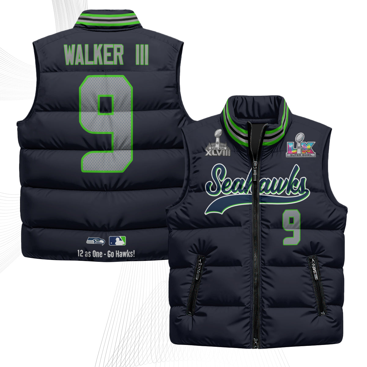 SEA S.Bowl Champs Puffer Vest - Printed