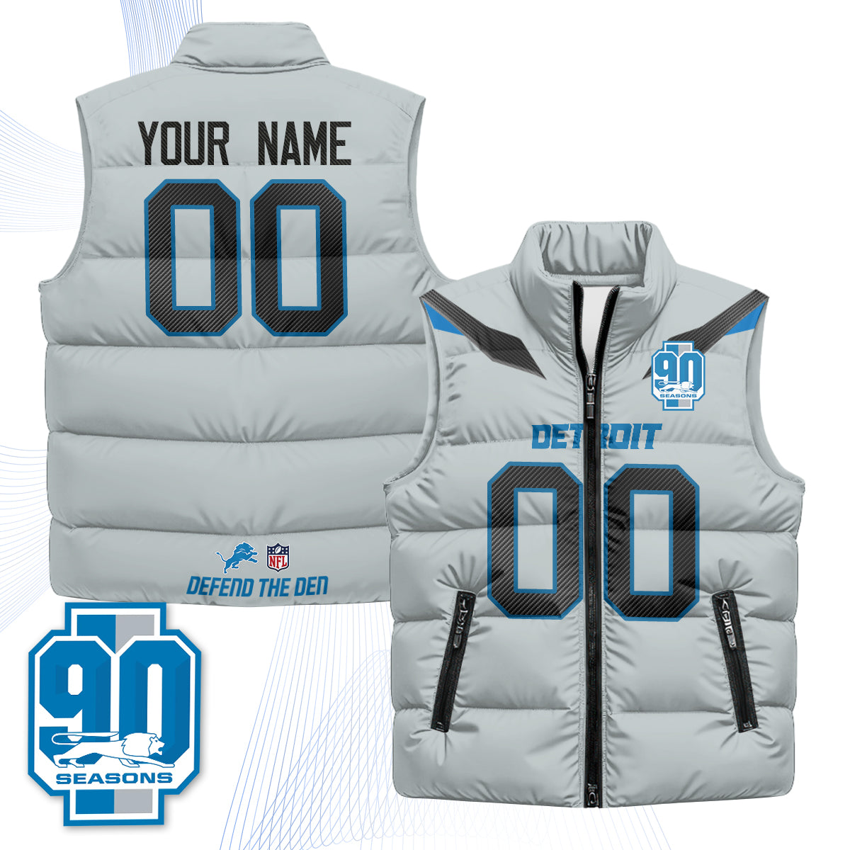 DET Xmas 2026 Rivalries Custom Puffer Vest - Printed