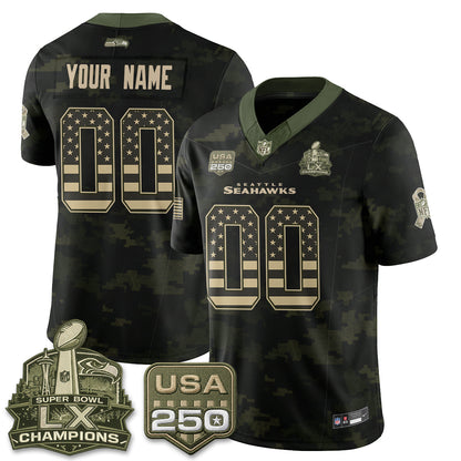 Seattle Seahawks 2026 Salute to Service Edition Vapor Custom Jersey - Stitched