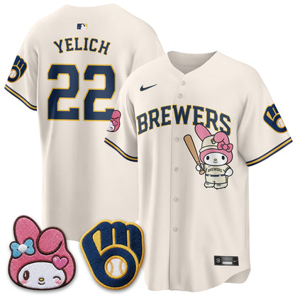 Milwaukee Brewers x Pink Sanrio Friend Edition Vapor Jersey - Stitched