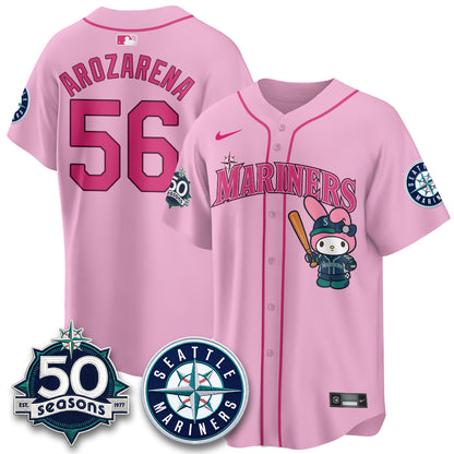 Seattle Mariners x  Pink Sanrio Friend Vapor Jersey - Stitched