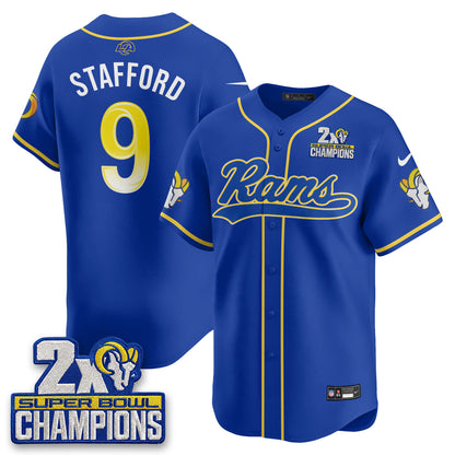 Los Angeles Rams 2X Champs Rivalries Baseball Vapor Jersey - Stitched