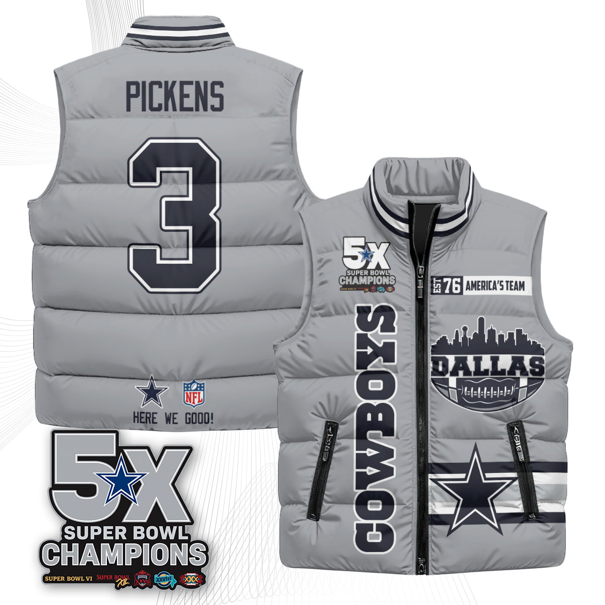 DAL "America's Team" Puffer Vest - Printed