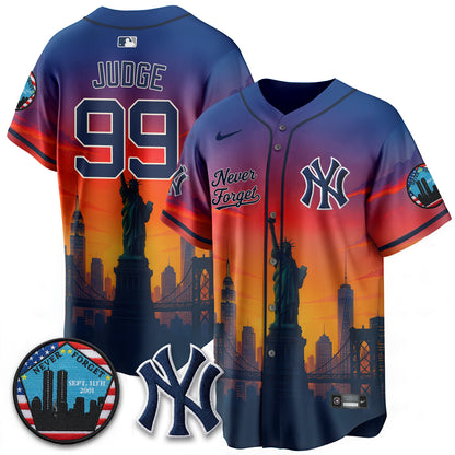NYY Skyline Never Forget 9/11 Memorial Edition Vapor Jersey - Stitched