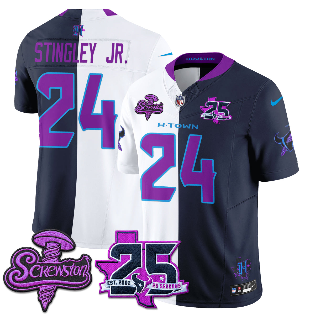 Houston Texans DJ Screw Split Vapor Jersey - Stitched
