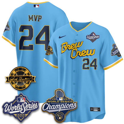 MIL 2026 WS Champions - Bob Uecker Patch Vapor Jersey - Stitched (TT)