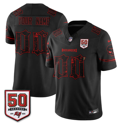 Tampa Bay Buccaneers Skull 50 Seasons Edition Vapor Custom Jersey - Stitched