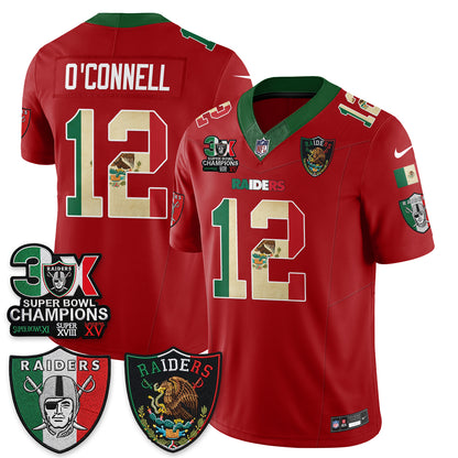 Las Vegas Raiders 3X Champs Mexico Edition Vapor Jersey - Stitched