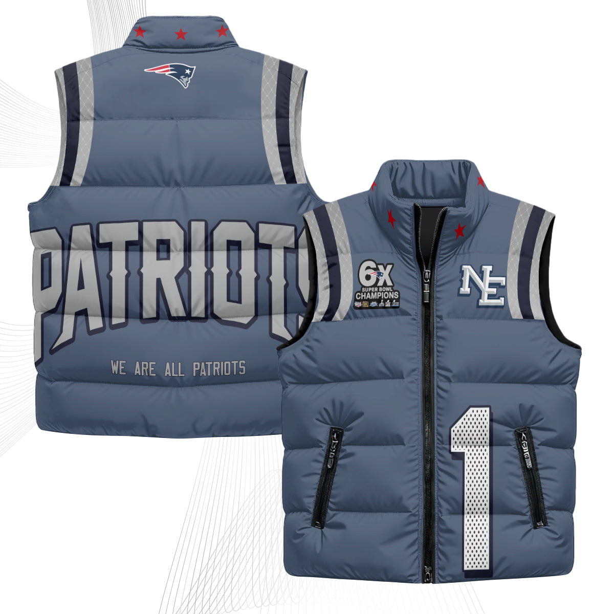 New England Patriots Rivalries Puffer Vest - Printed