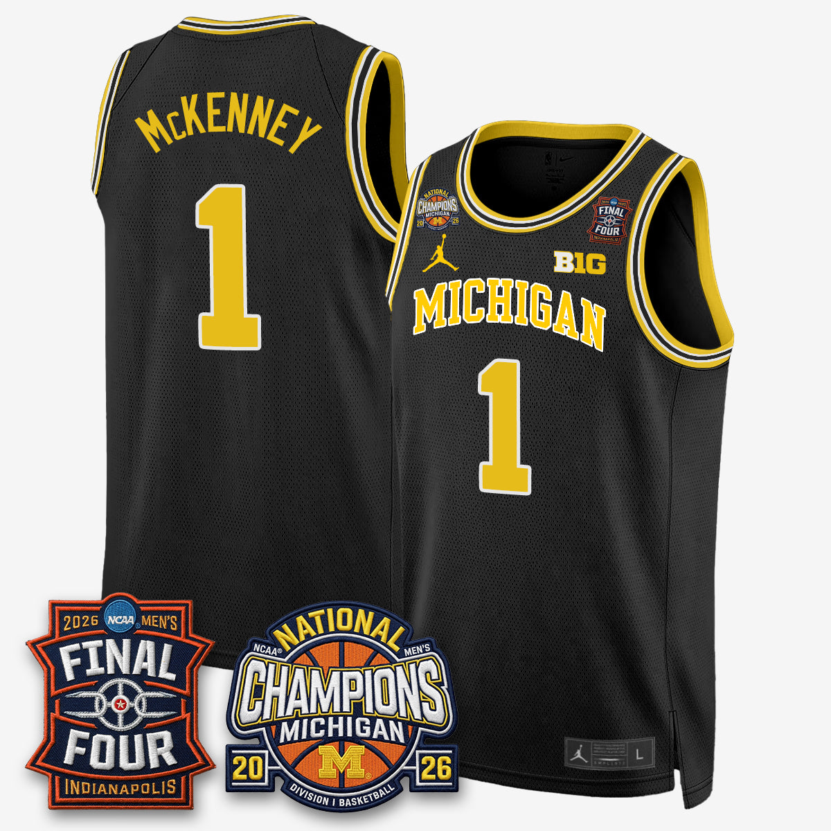 MICH Basketball National Champions Big Text Limited Vapor Jersey - All Stitched
