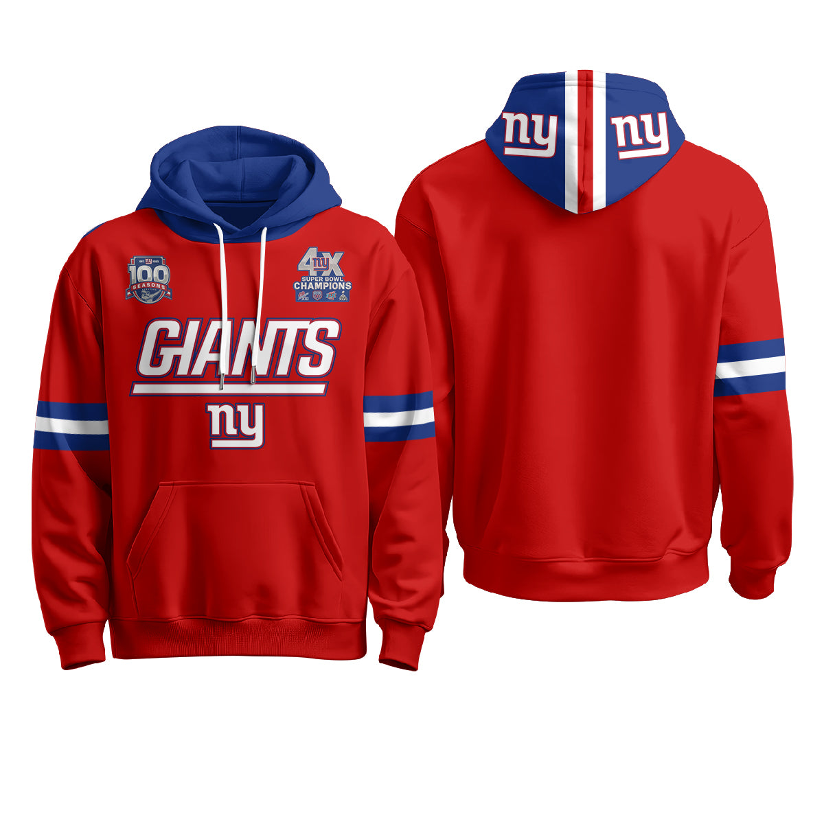New York Giants 4X Champs S.Bowl Hoodie - Stitched