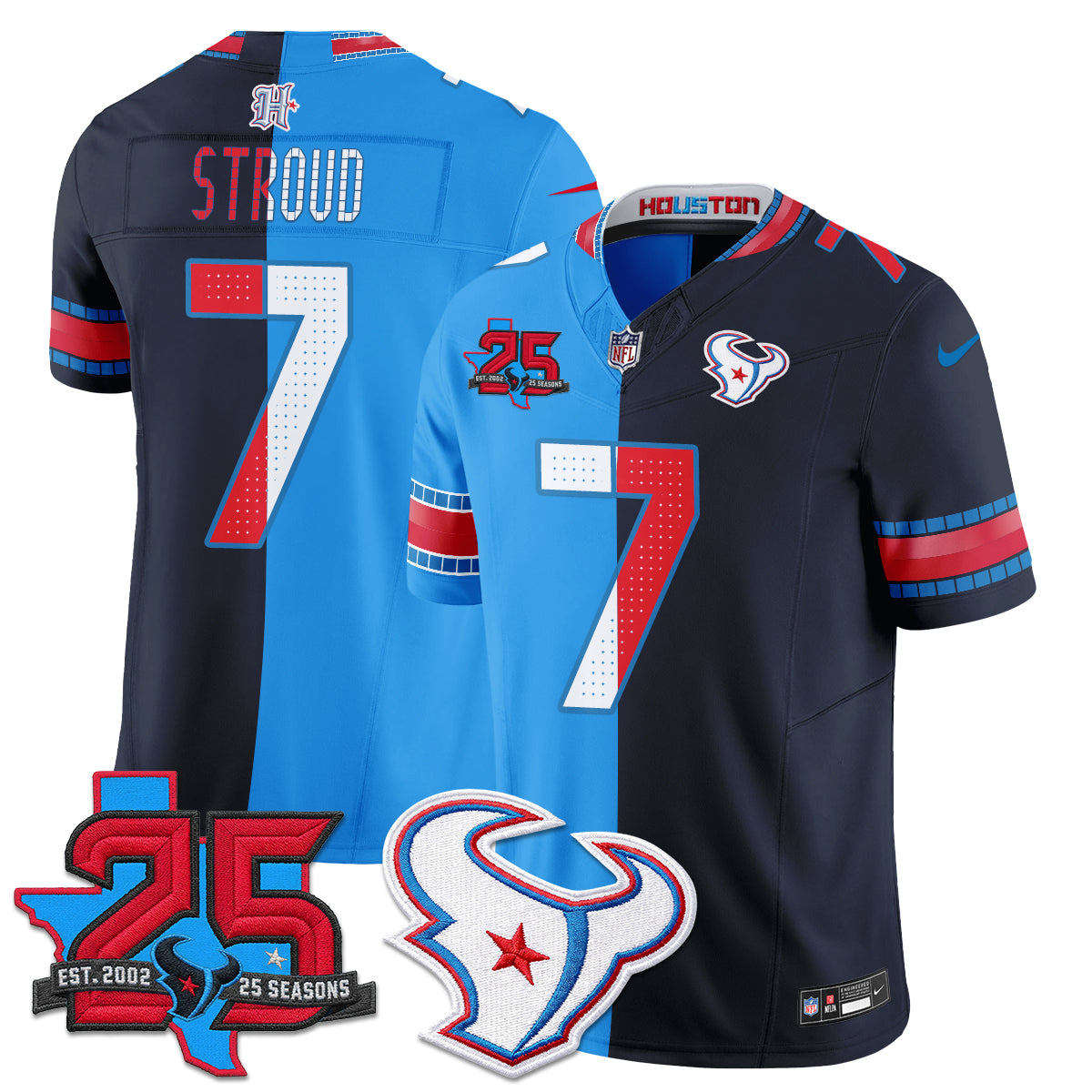 Houston Texans 2026 Rivalries Split Vapor Jersey - Stitched