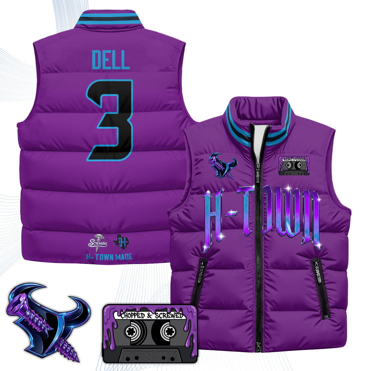 HOU "Screwcity" Puffer Vest - Printed