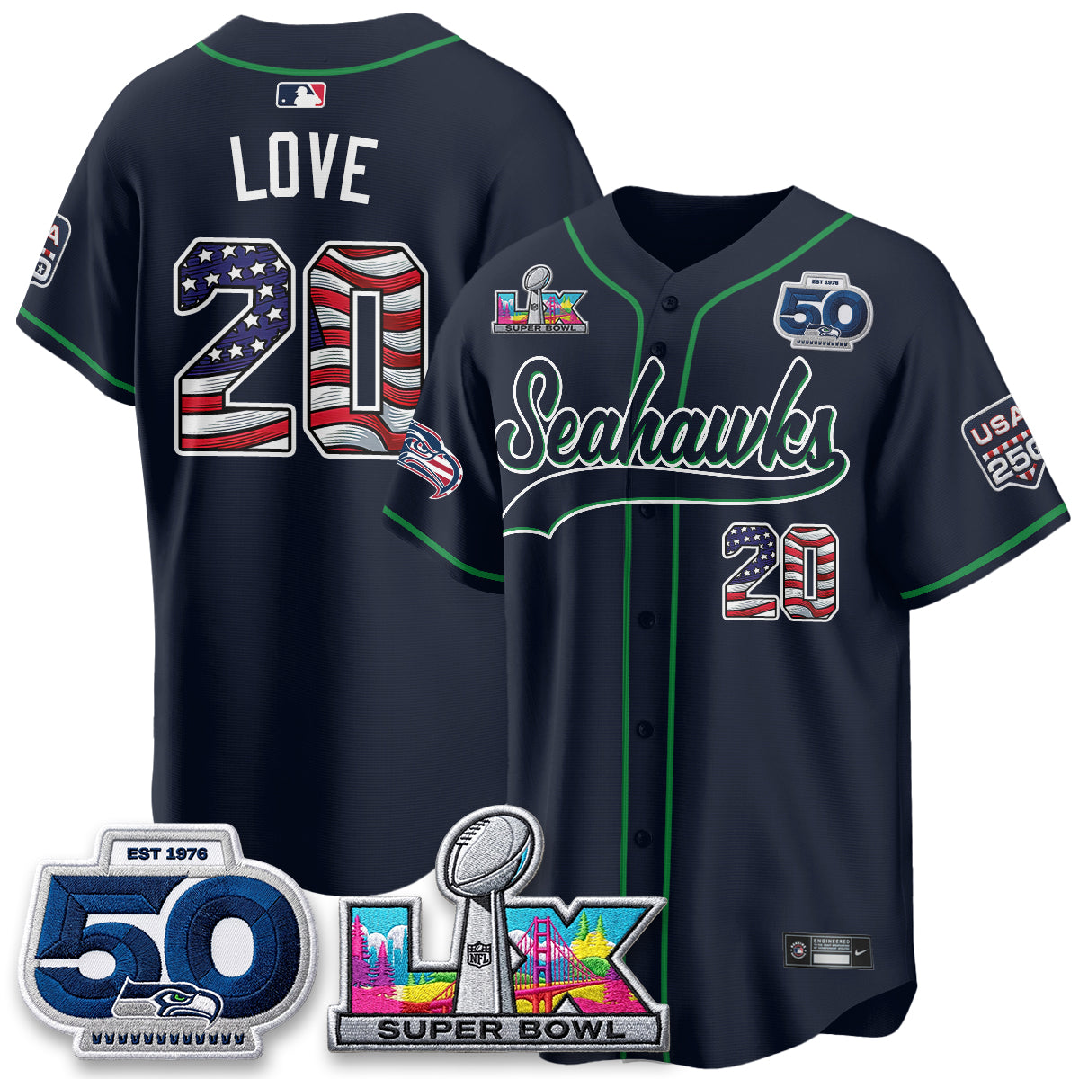 SEA SB LX Champs America Edition Vapor Baseball Jersey - Stitch