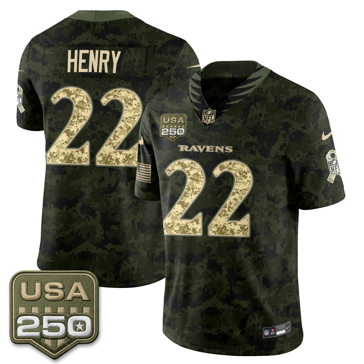 Baltimore Ravens 2026 Salute to Service Vapor Jersey - Stitched