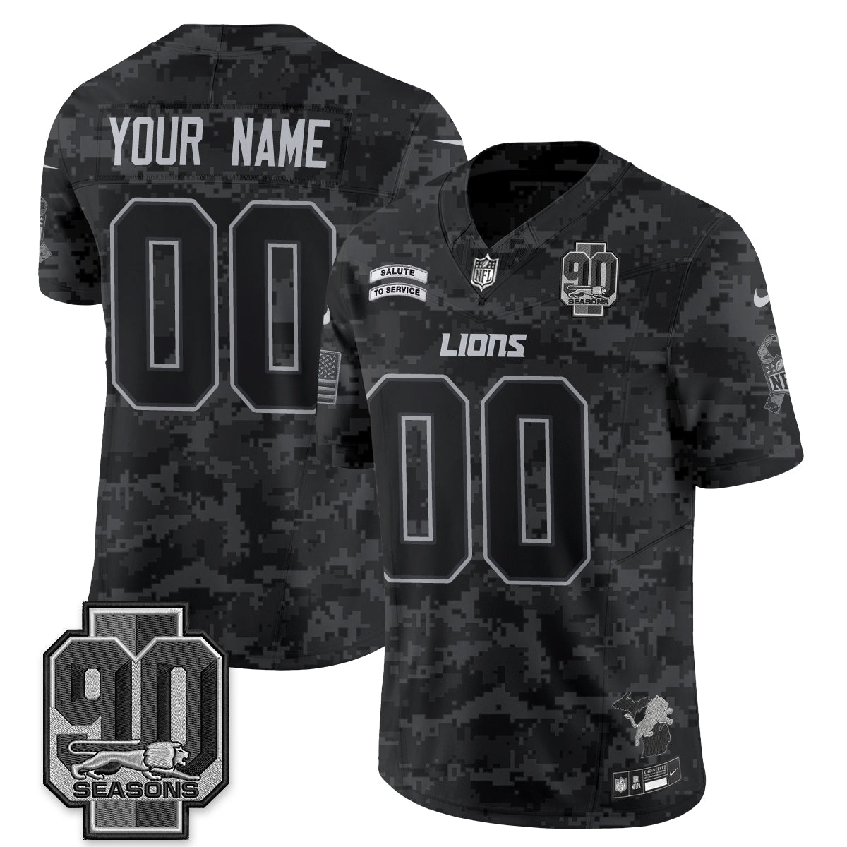 Detroit Lions 2026 Salute to Service Vapor Custom Jersey V2- Stitched
