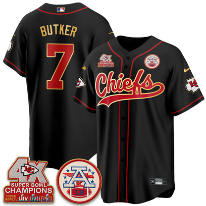 Kansas City Chiefs 4X Champs Gold Trim Edition Vapor Baseball Jersey - Stitched