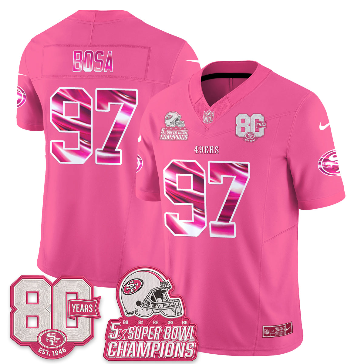 San Francisco 49ers Pink Edition Vapor Jersey - Stitched