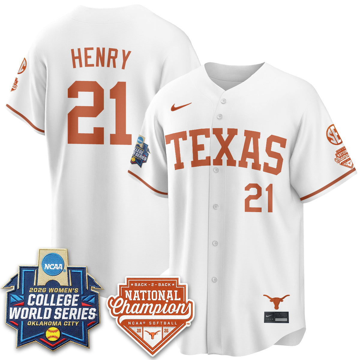 TEX Softball 2026 World Series (WCWS) Vapor Premier Limited Jersey - B2B Champs - Stitched