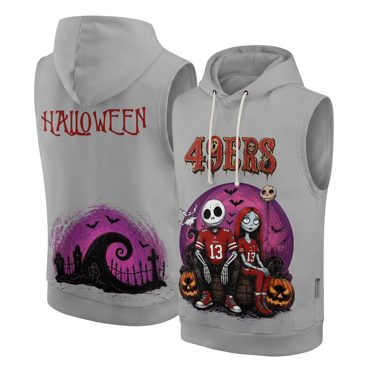 SF x Skeleton Gentleman & Rag Doll Bride Edition Sleeveless Hoodie Tank Top - Printed