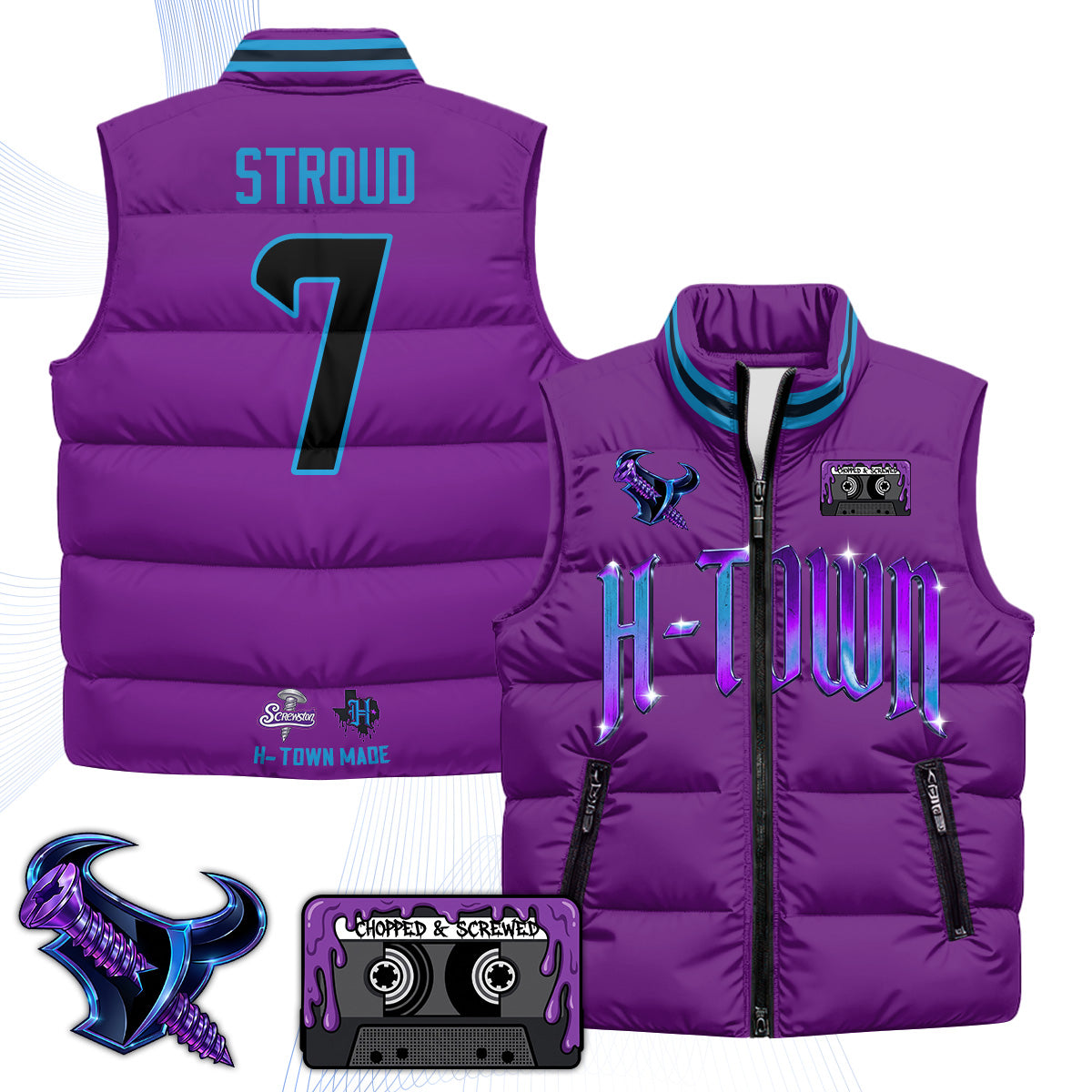 HOU "Screwcity" Puffer Vest - Printed