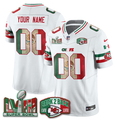 Kansas City Chiefs Mexico Edition Vapor Custom Jersey - Stitched