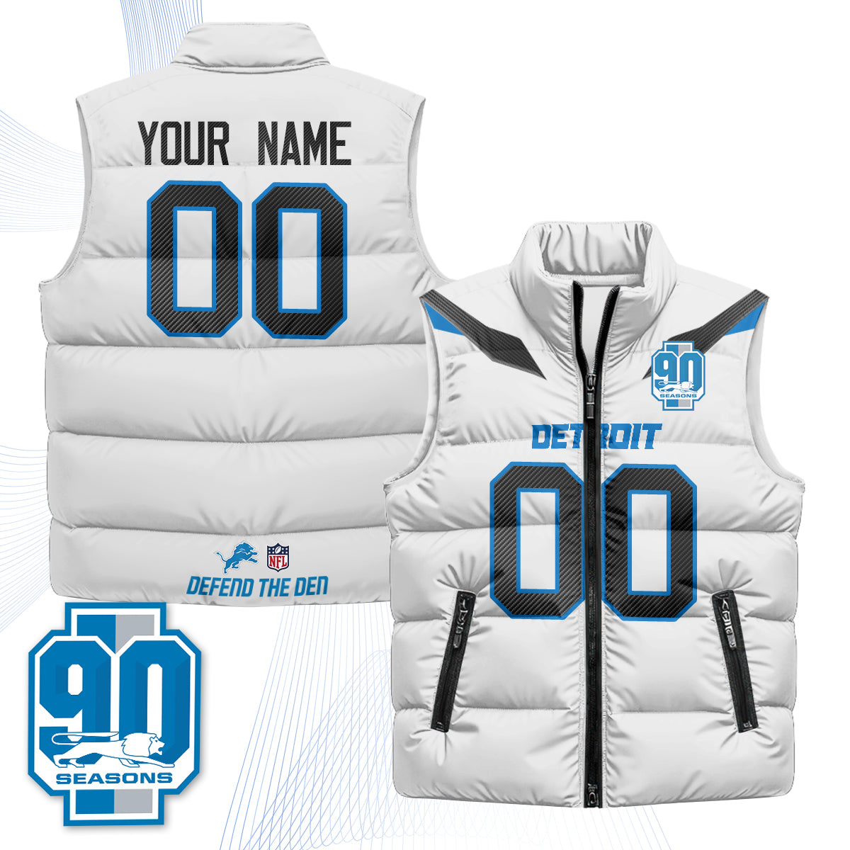 DET Xmas 2026 Rivalries Custom Puffer Vest - Printed