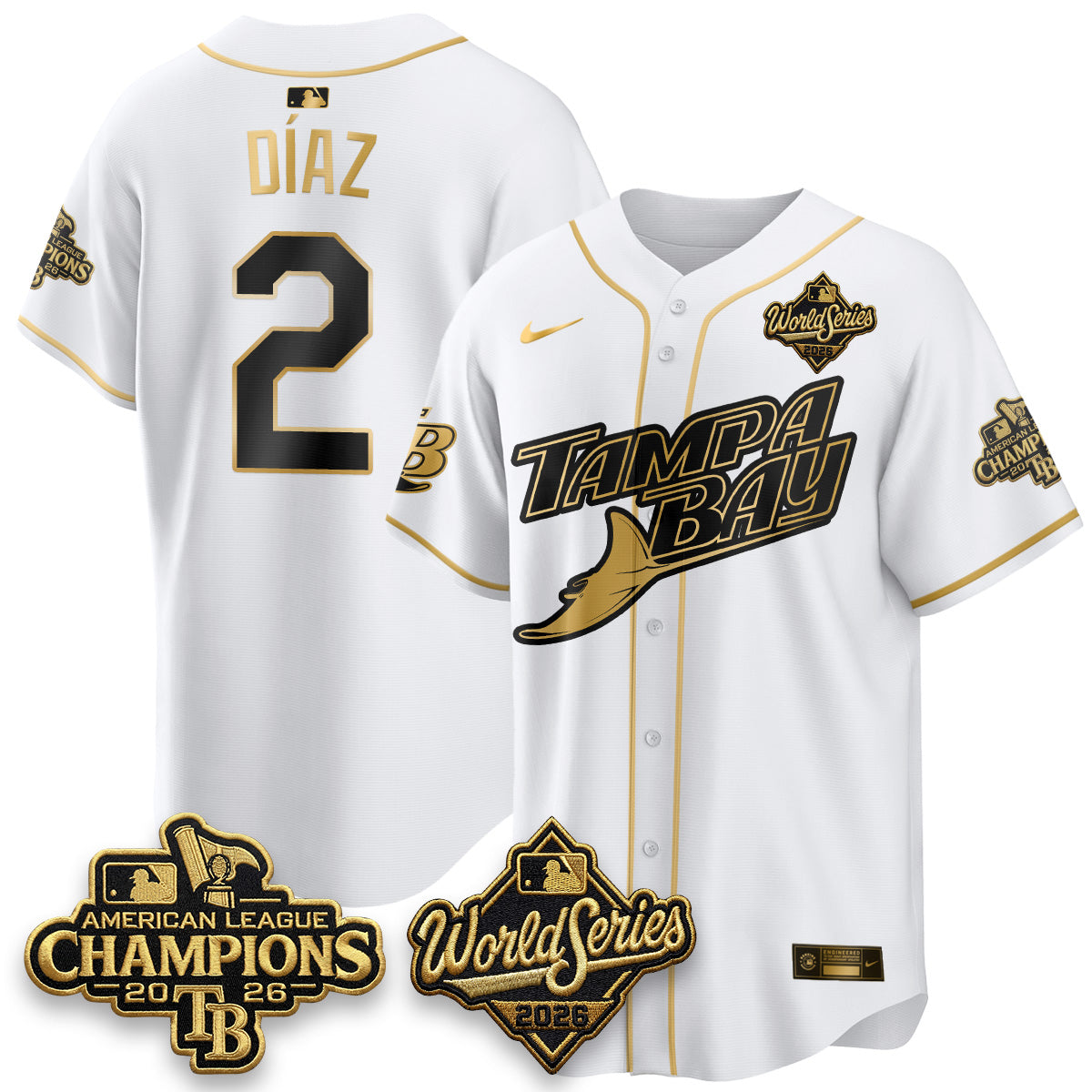 TB 2026 AL Champions Gold Edition Vapor Jersey - Stitched