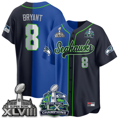 Seattle Seahawks S.Bowl Champs Split Baseball Vapor Jersey V1- Stitched