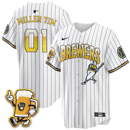 Milwaukee Brewers "Pitcher & Pint" Edition Vapor Jersey V2 - Stitched