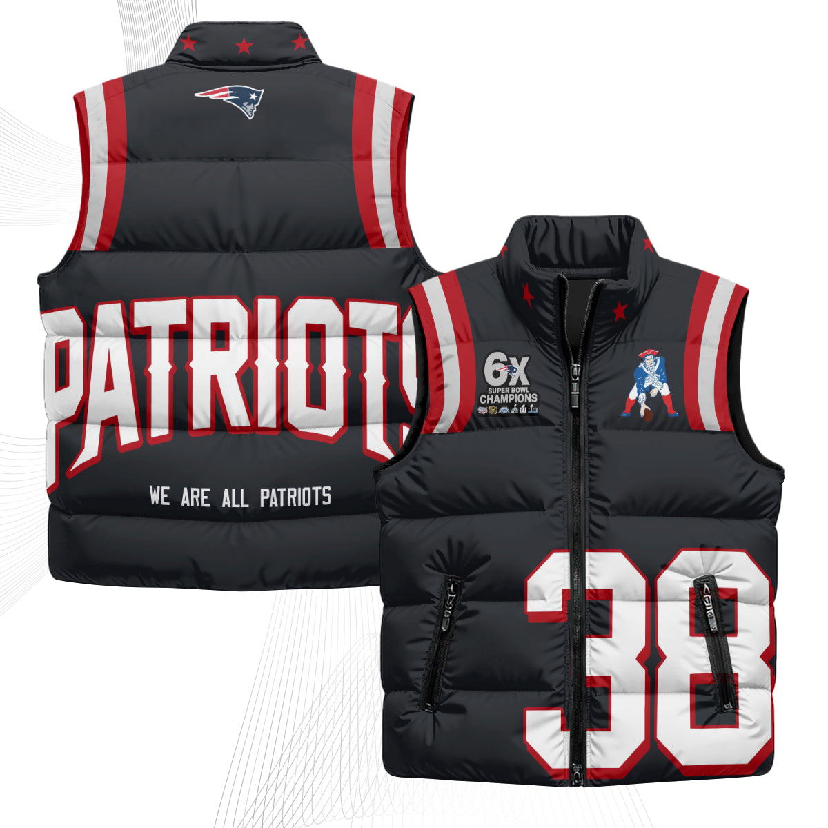 New England Patriots Rivalries Puffer Vest - Printed