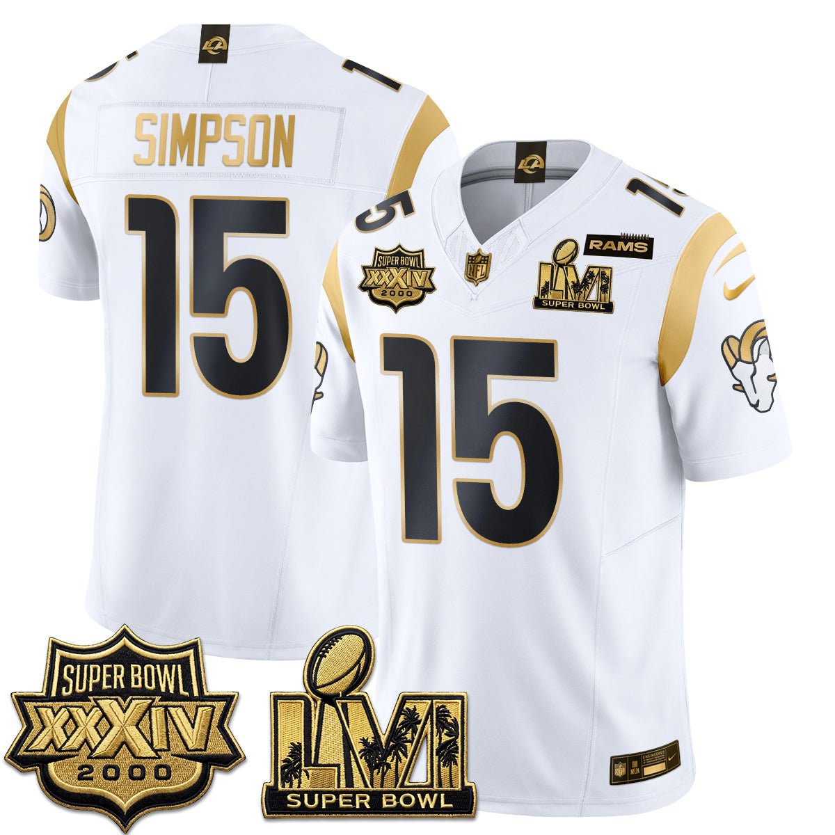 LAR SBowl Champs Gold Vapor Jersey - Stitched