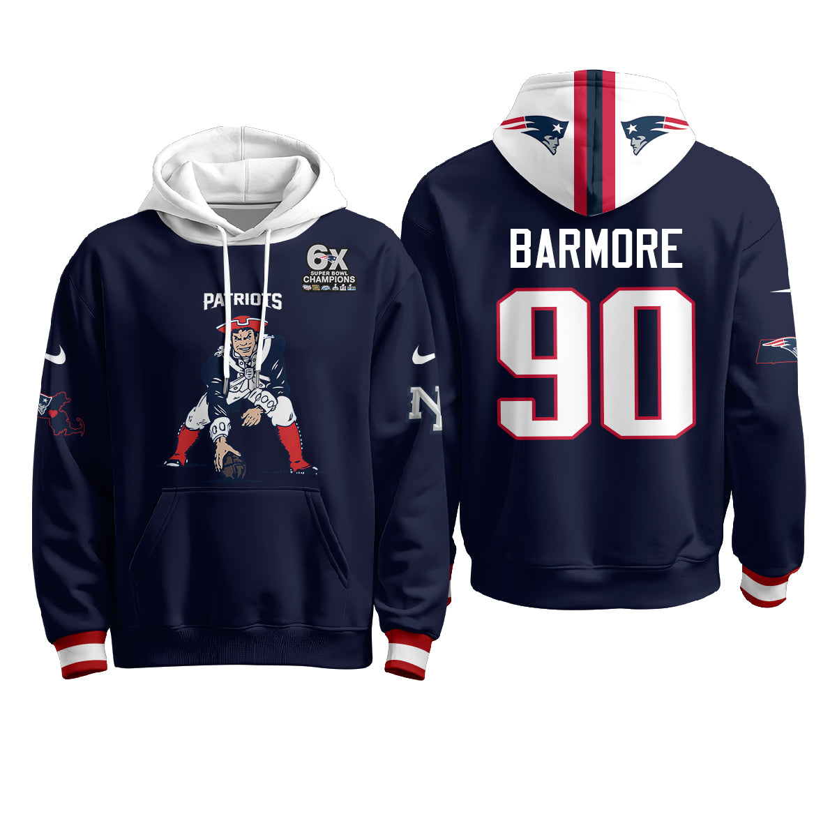 New England Patriots Minuteman Edition Fleece Hoodie - Printed