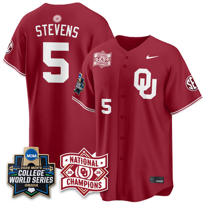 Oklahoma Sooners Nike 2026 NCAA Baseball Men's College World Series Champions Vapor Jersey - Stitched