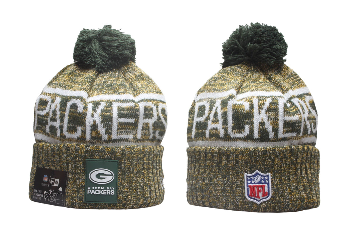 Green Bay Packers Cuffed Knit Hat with Pom - Rubber Patch