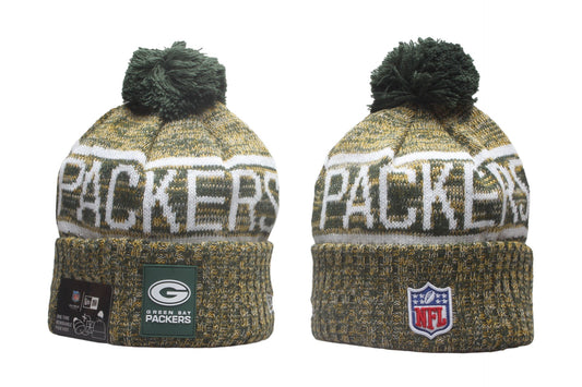 GB Cuffed Knit Hat with Pom - Rubber Patch