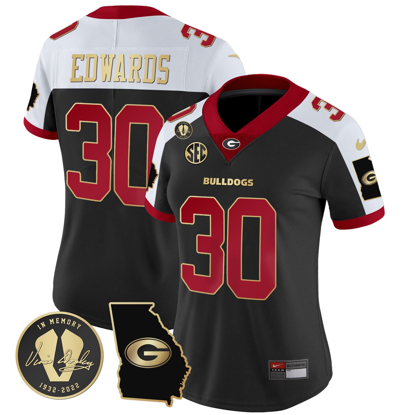 Women's Georgia Bulldogs 2023 Vapor Jersey V3 - Georgia Map - All Stitched