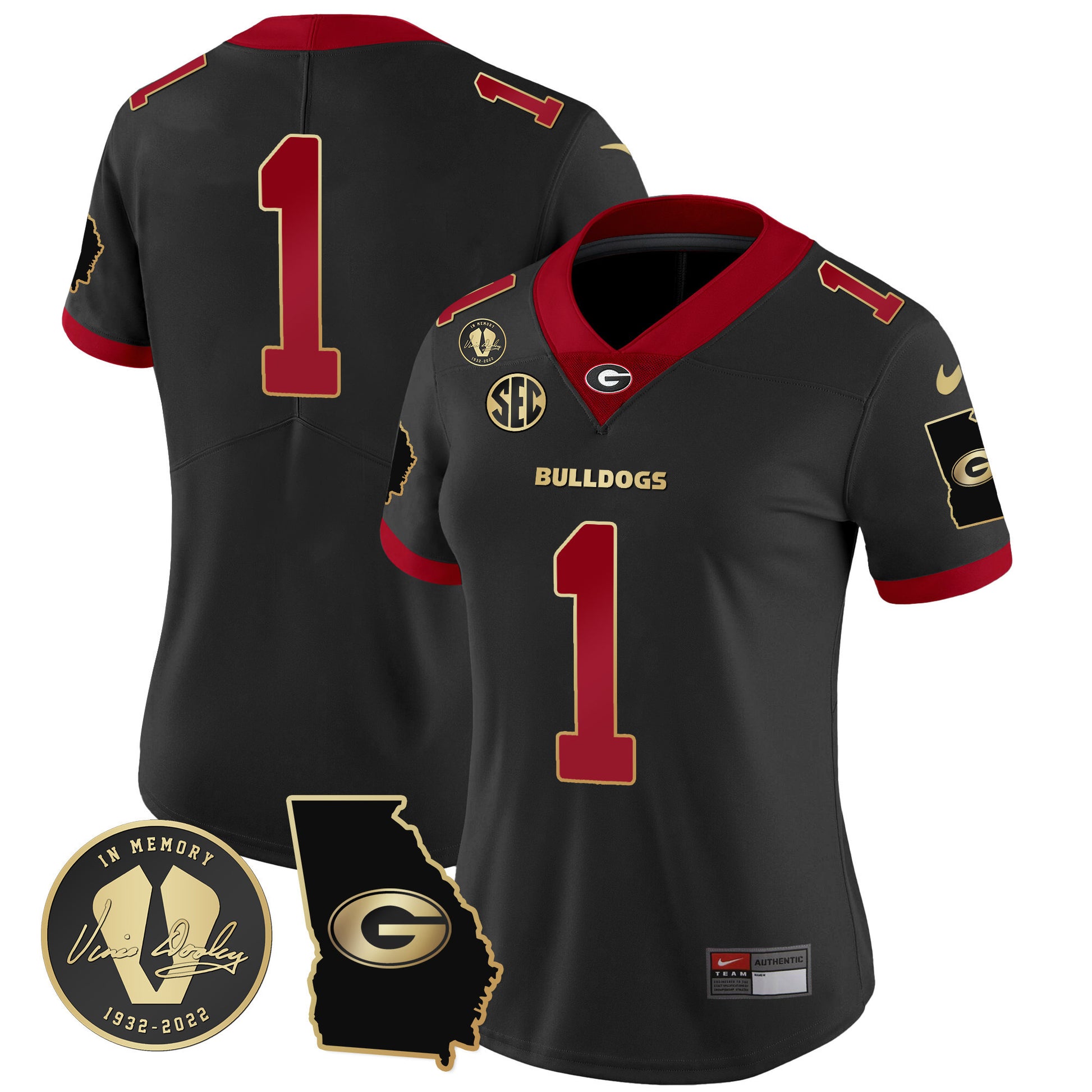 Women's Georgia Bulldogs 2023 Vapor Jersey V3 - Georgia Map - All Stitched