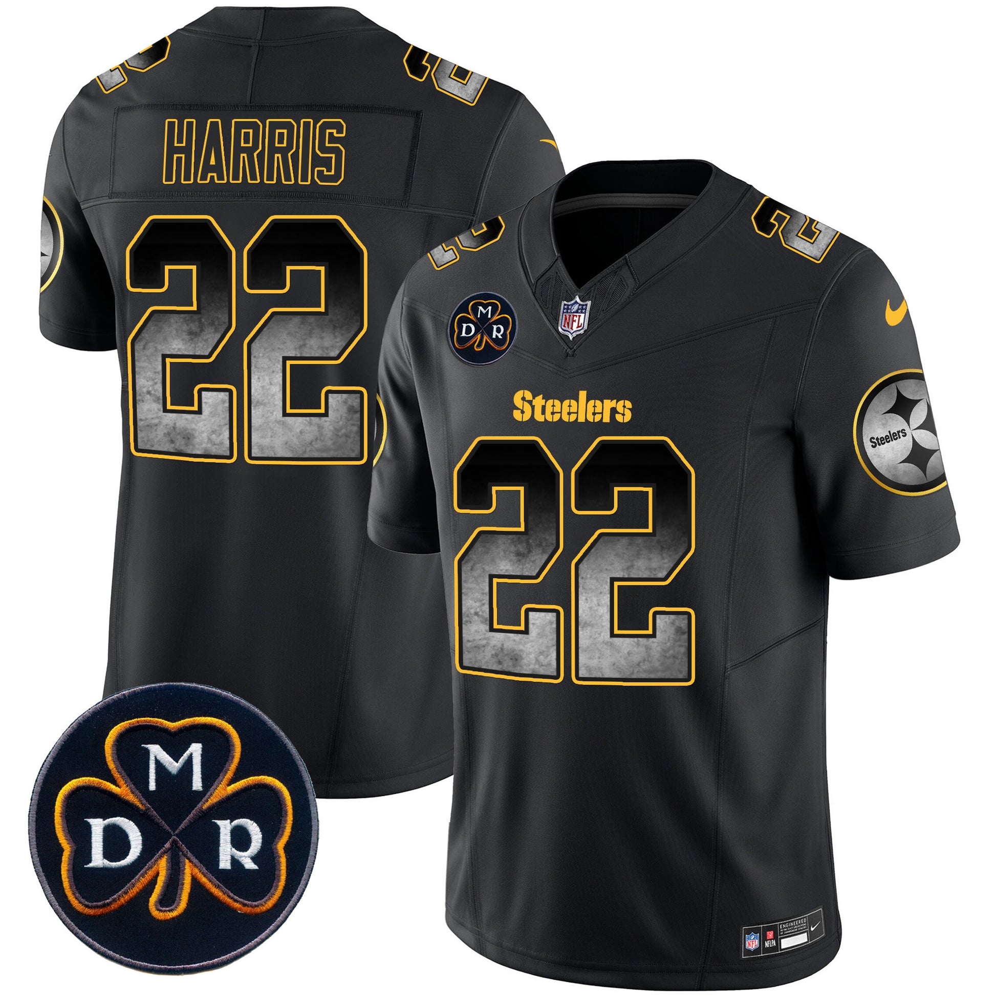 Men's Steelers DMR Patch Arch Smoke Vapor Limited Jersey - All Stitched