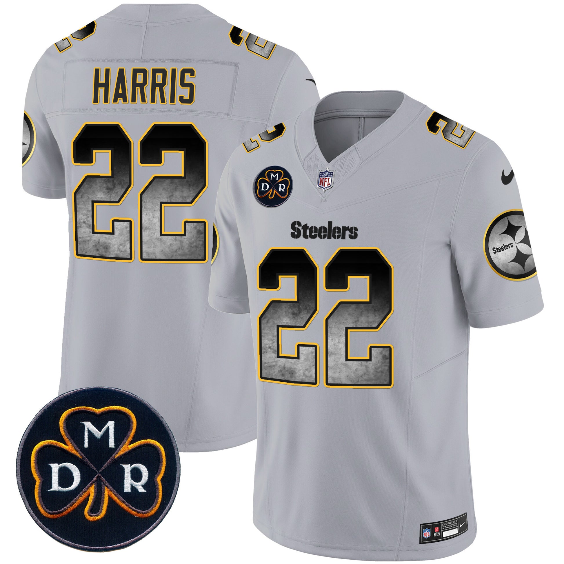 Men's Steelers DMR Patch Arch Smoke Vapor Limited Jersey - All Stitched