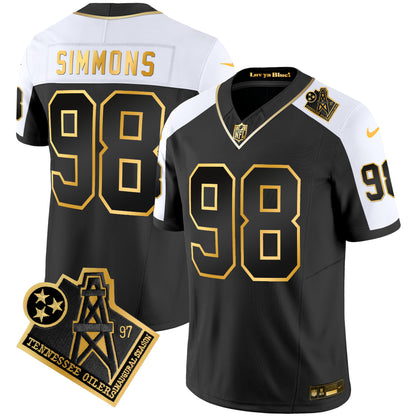 Men's Titans 1997 Throwback Gold Vapor Jersey - All Stitched