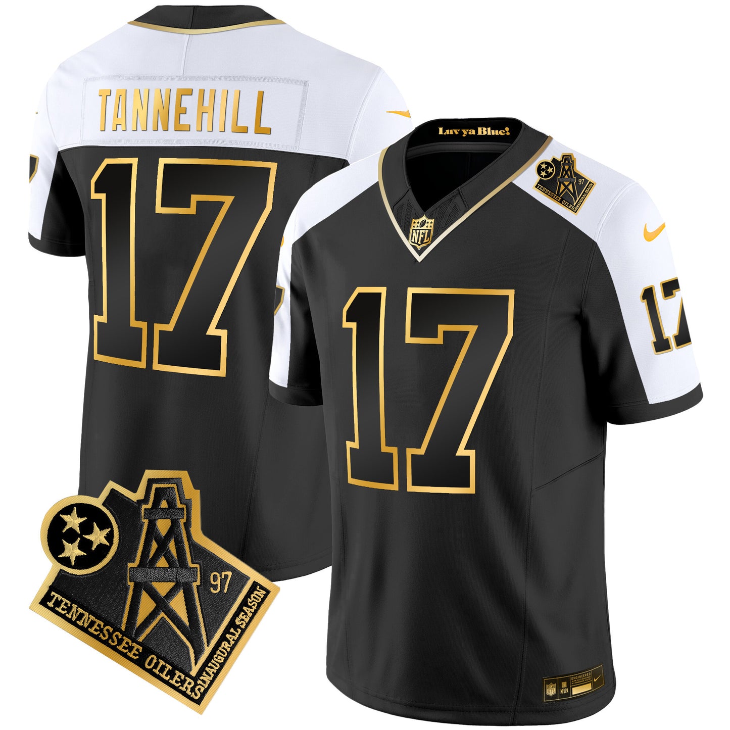 Men's Titans 1997 Throwback Gold Vapor Jersey - All Stitched