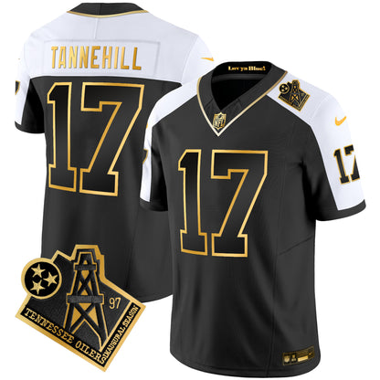 Men's Titans 1997 Throwback Gold Vapor Jersey - All Stitched