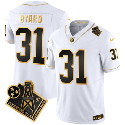 Men's Titans 1997 Throwback Gold Vapor Jersey - All Stitched