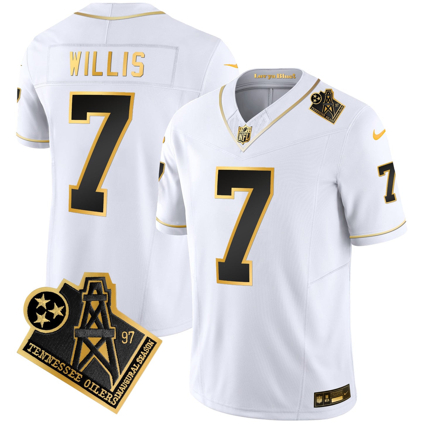 Men's Titans 1997 Throwback Gold Vapor Jersey - All Stitched