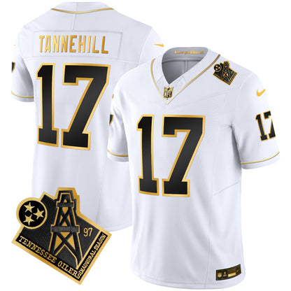 Men's Titans 1997 Throwback Gold Vapor Jersey - All Stitched