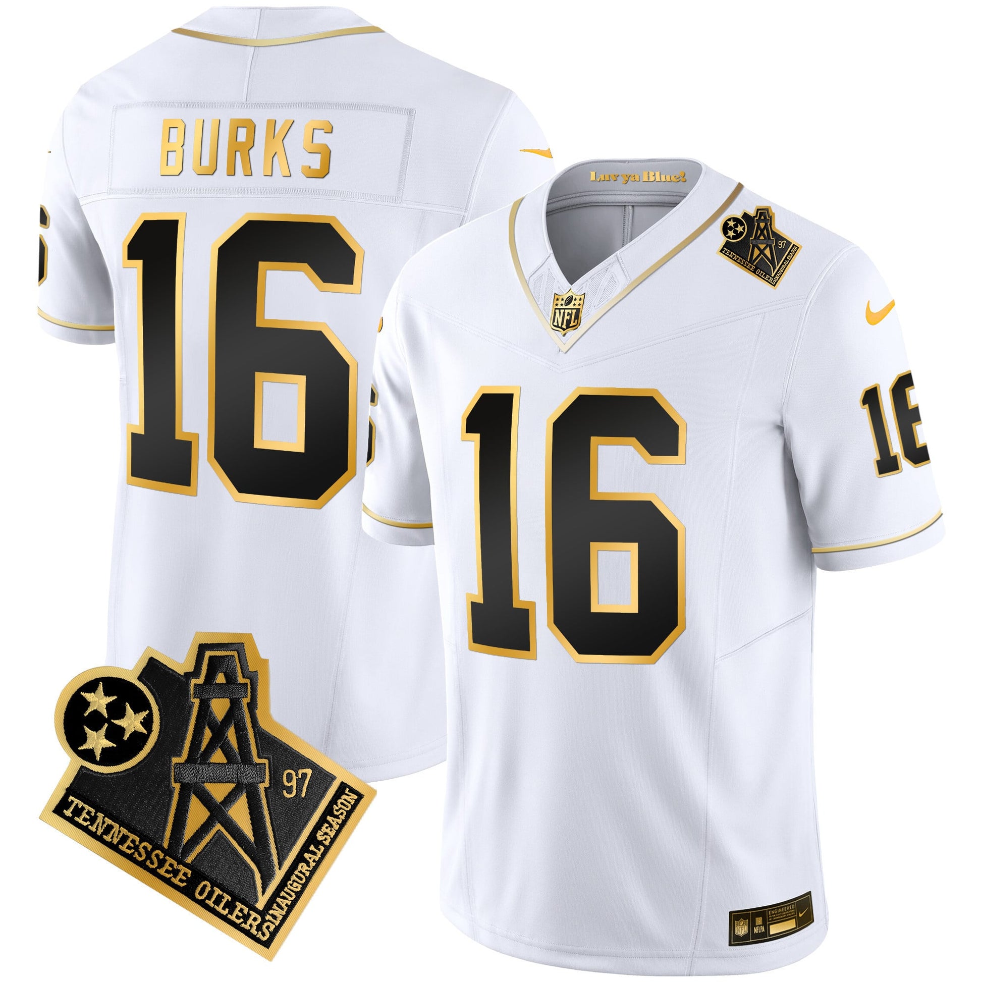 Men's Titans 1997 Throwback Gold Vapor Jersey - All Stitched