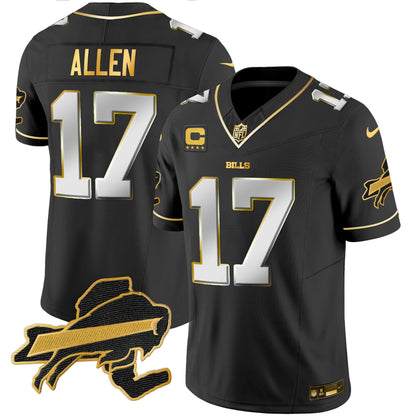 Men's Bills New York Patch Gold Vapor Limited Jersey - All Stitched